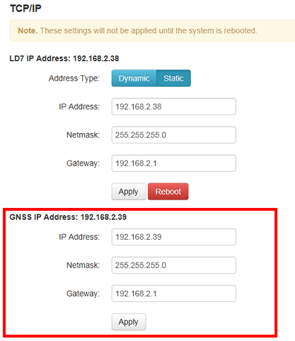 scroll down and take note of the IP address shown in the GNSS section highlighted below